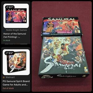 Honor of the Samurai (Gamewright) + Samurai Spirit game lot